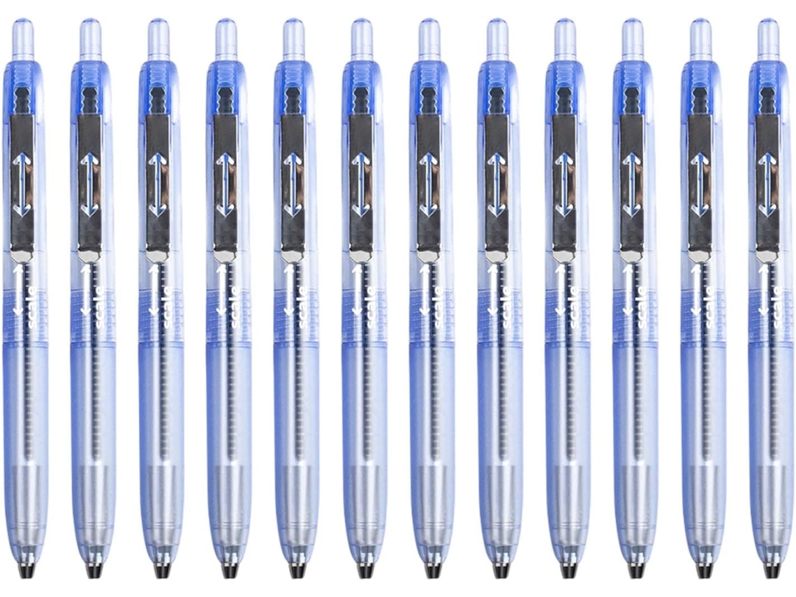 Pacote com 12 Canetas de Tinta Gel Retráteis com Cabo Ergonômico Ponta de 0,5 Mm SFUSHOS