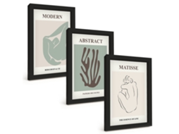 Composição De Quadros Pinturas Abstratas Elegantes De Matisse Espelharte (3 Peças 20x30 Cm)