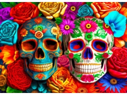 Quebra-cabeças De 1000 Peças Para Adultos - Caveira Com Flores Coloridas - Jogos Educativos Quebra-cabeças Coloridos (vermelho)