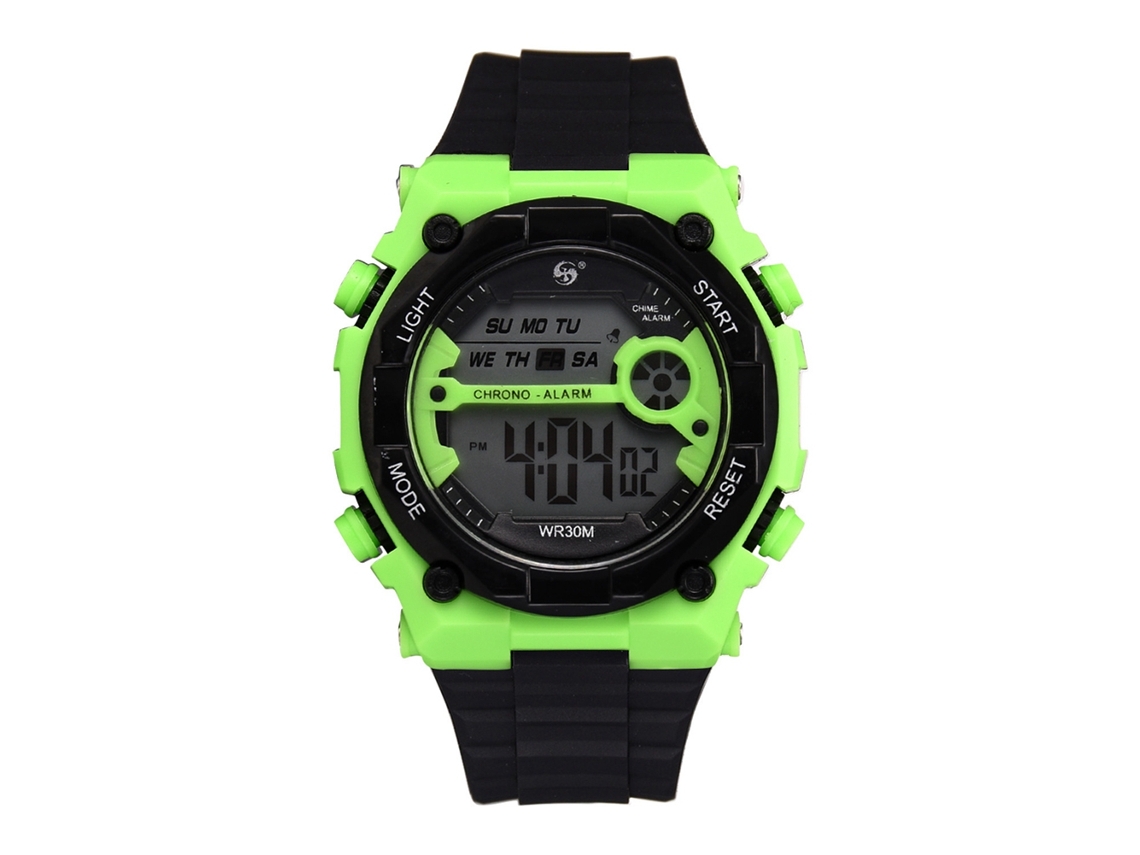 Relógio esportivo casual masculino para estudantes com pulseira de silicone à prova d'água, verde.