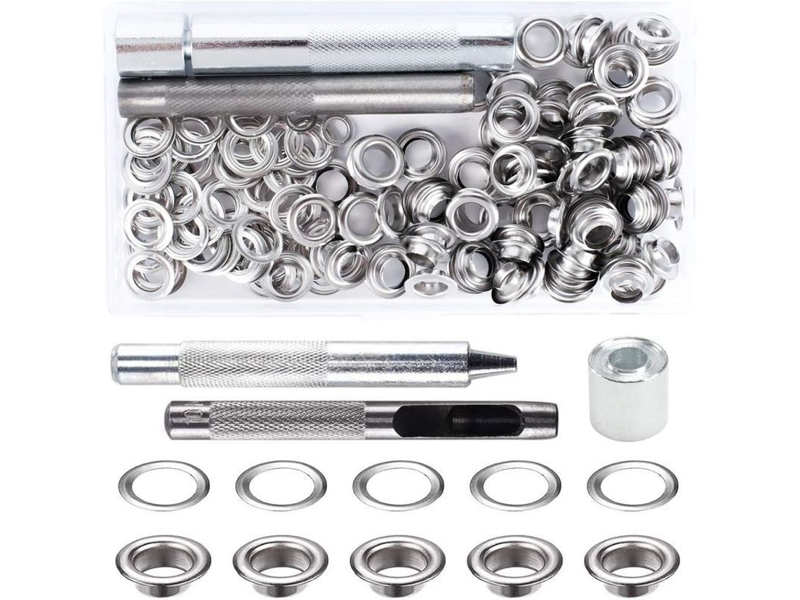 Kit De Olhos De Metal Com Ferramentas Para Reparo De Lona E Tenda (8mm)
