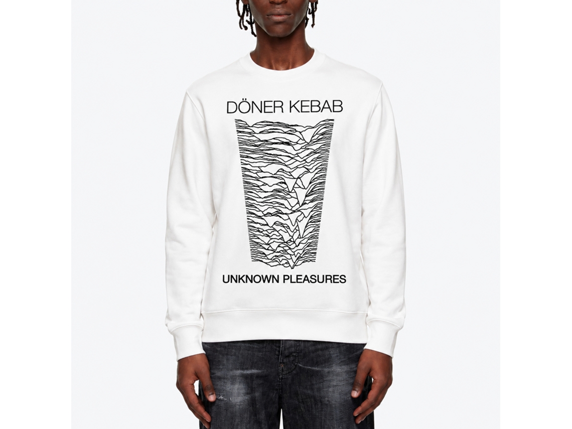 Rockinstone Doner Kebab: Unknown Pleasures White Classic Sweatshirt Unique Designer Style