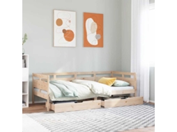 Sofá cama con cajones 90x200 cm madera maciza de pino