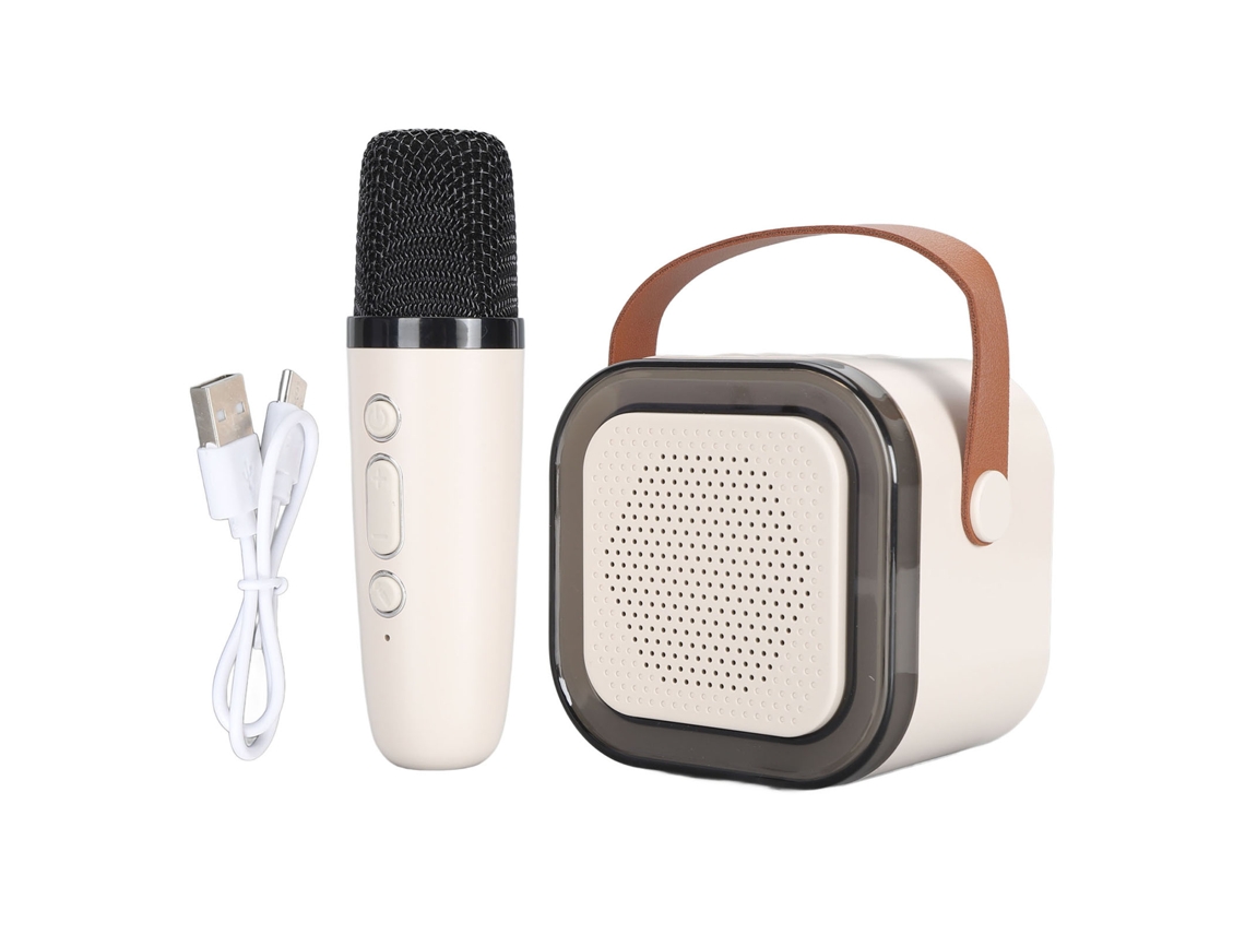 Máquina de Karaokê Portátil com Alto-falante Bluetooth, Microfone e Luzes LED