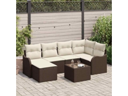 Vidaxl Conjunto de Sofá de Jardim 7 Pcs Castanho Rattan Sintético