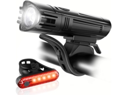Conjunto De Luzes De Bicicleta Recarregáveis ​​via Usb Com Farol Dianteiro E Lanterna Traseira De 4 Modos (preto)