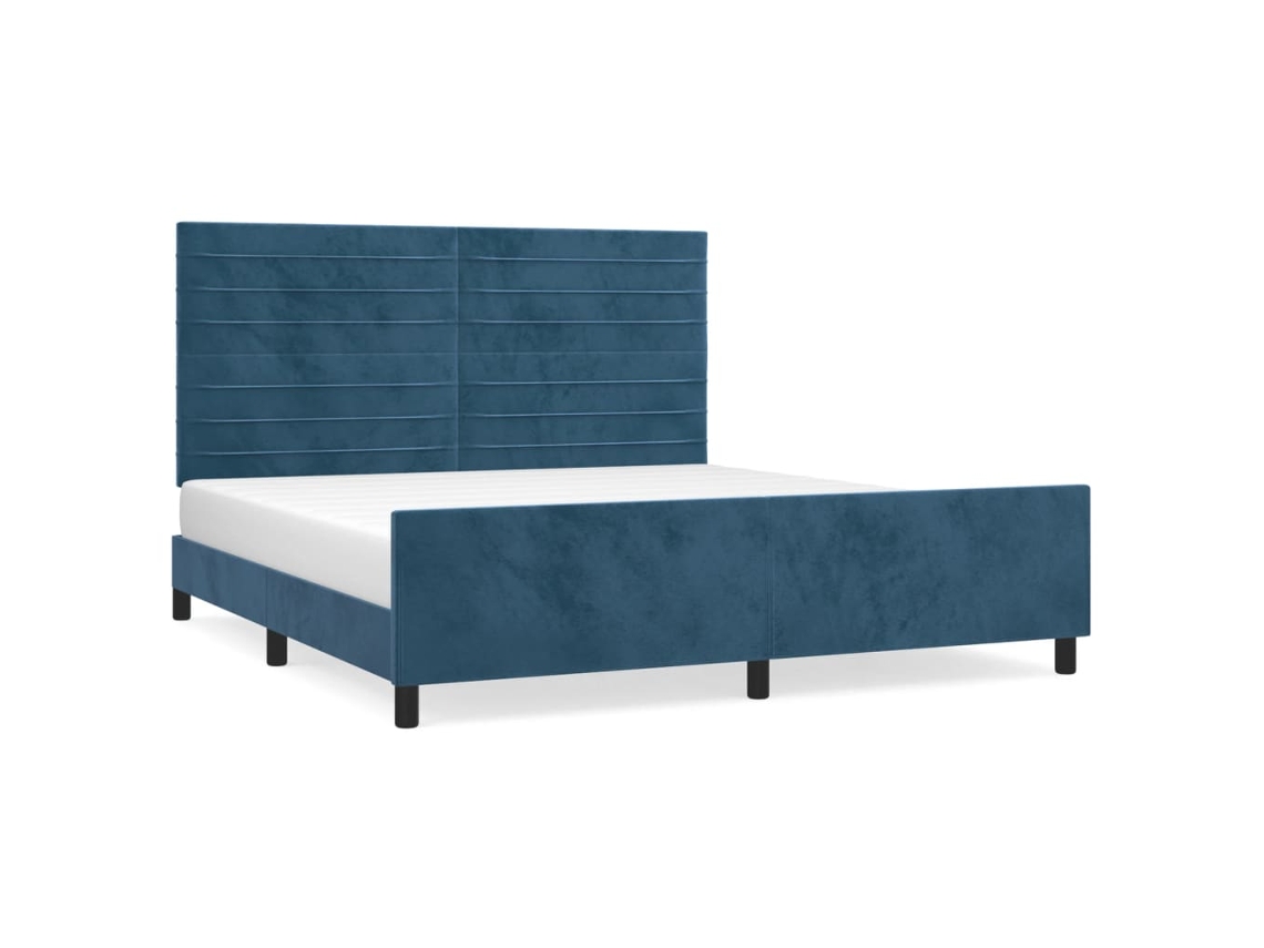 Bed Frame With Headboard, Bed Frames With Headboards Vidaxl Azul Veludo (160 X 200 Cm)