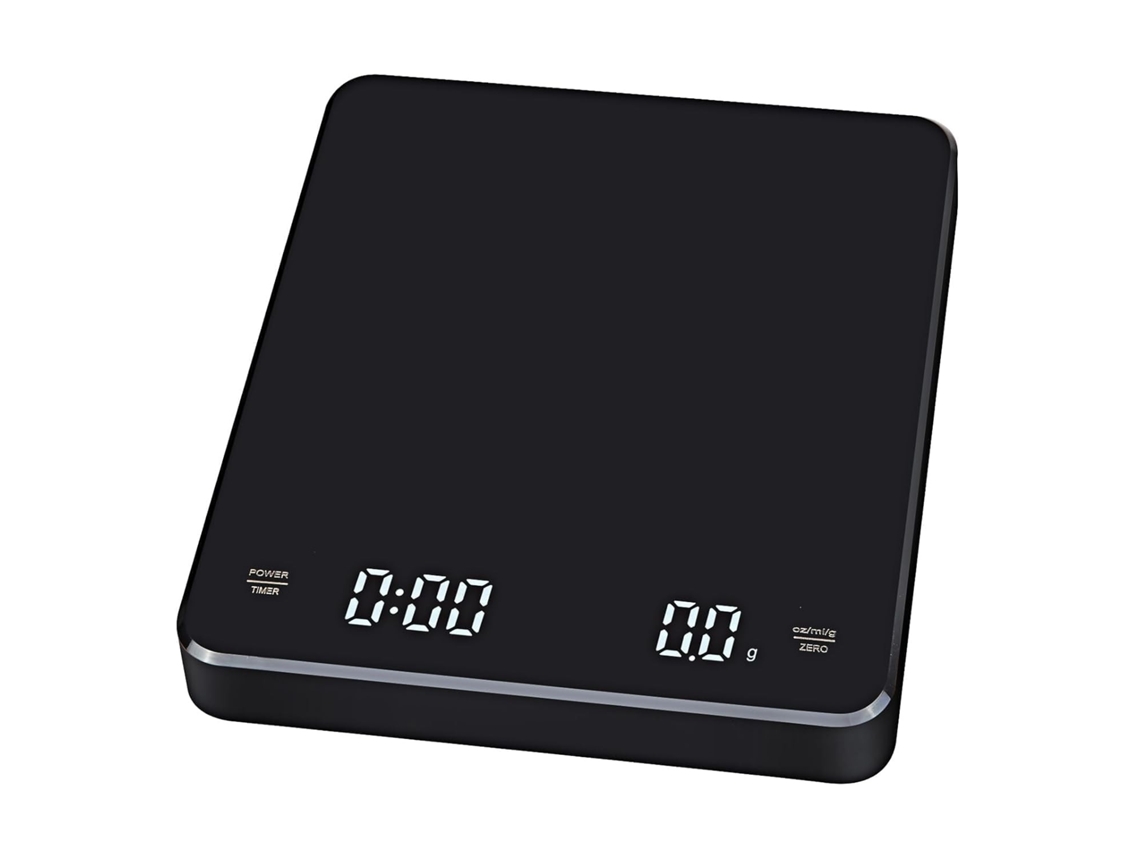 Balança De Cozinha Digital Recarregável Usb 3kg / 0,1g, Temporizador, Para Cozinhar, Assar, Café, Preto