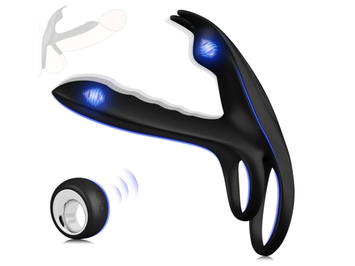 Anéis De Pênis Vibratórios Com Estimulador De Clitóris Para Casais Vibrador De Anel Peniano De Coelho De Controle Remoto Para Ereção Preto Ushion
