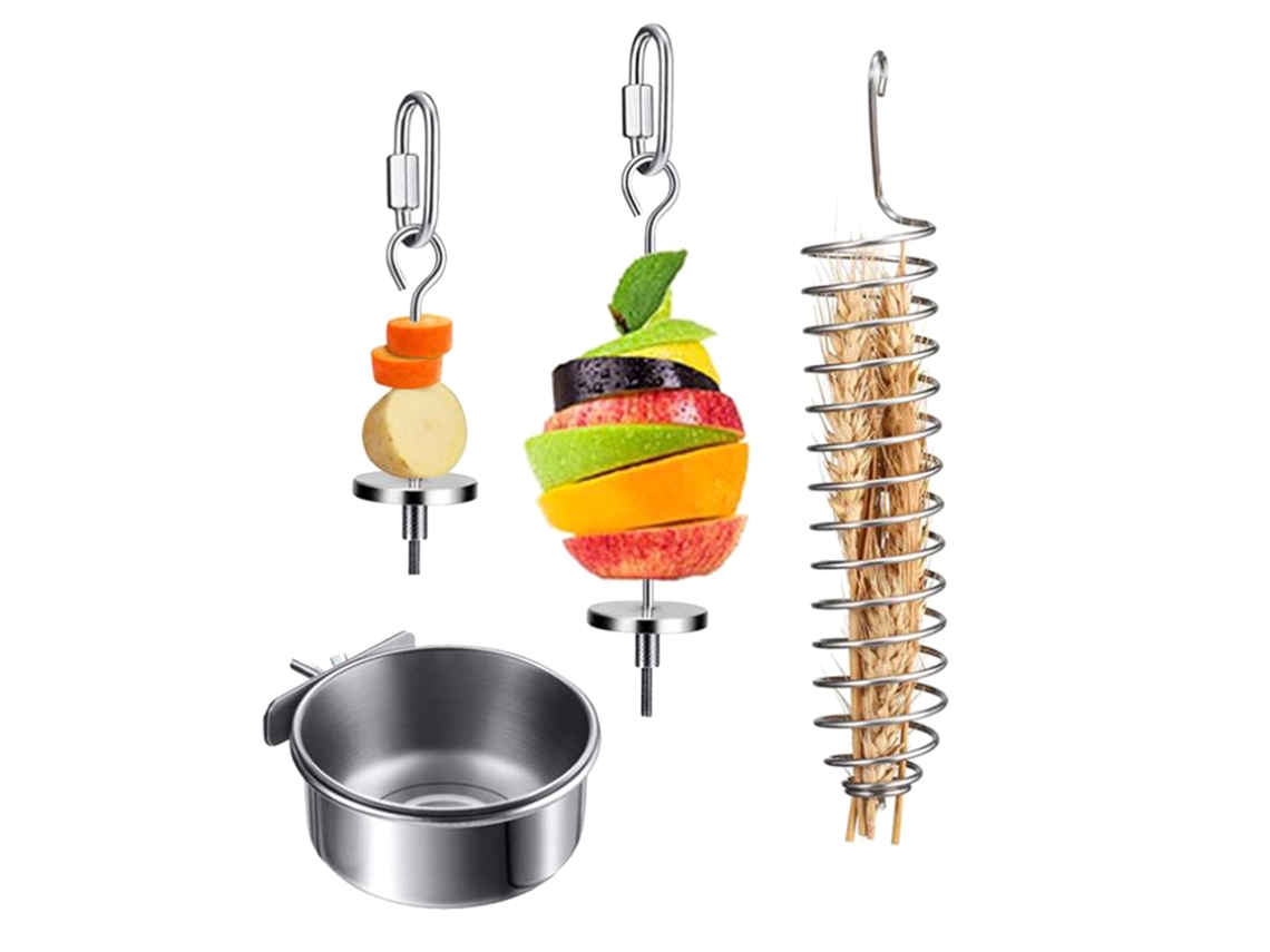 Suporte para Ração de Pássaros, Tigela Suspensa em Aço Inoxidável, Cesta para Alimentos em Formato de Palito de Doce AQUAFORGE