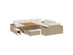 Maison Exclusive - Conjunto De Sofá De Jardim 13 Pcs Bege E Creme Vime Pe