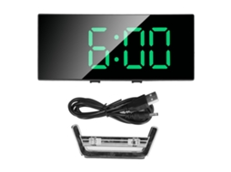 Despertador Digital Com Função De Luz Led E Design Especial De Espelho, Relógio Eletrônico Inteligente Curvo Slowmoose