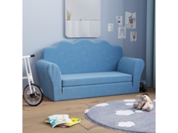 Vidaxl Sofá-cama Infantil De 2 Lugares Pelúcia Macia Azul