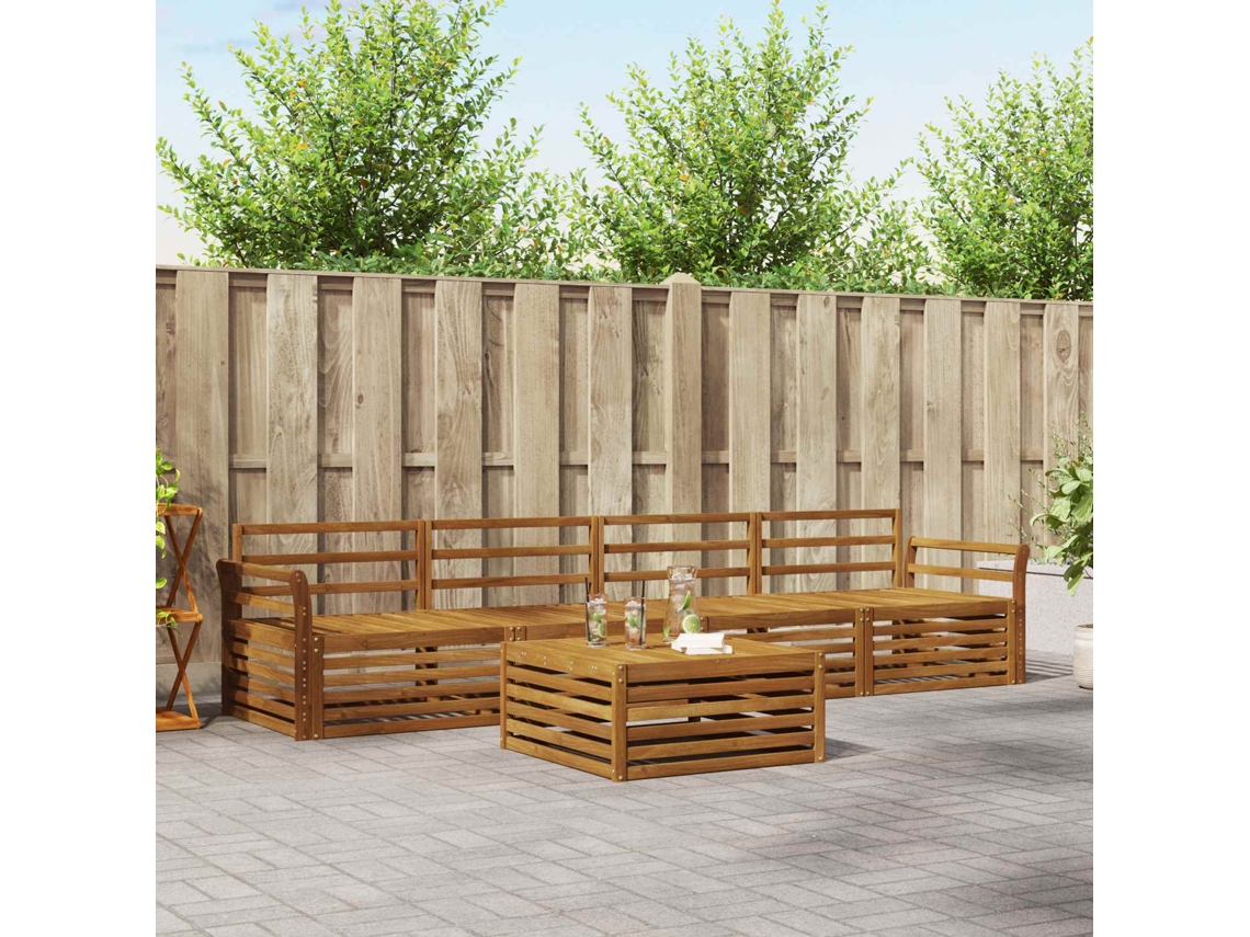 Vidaxl Conjunto De Sofás Para Exterior 5 Pcs Natural
