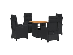Garden Dining Set, Garden Dining Sets Vidaxl Preto Rattan / Vime (mesa Com 80 Cm De Comprimento)