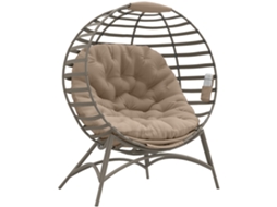 Poltrona Papasan 2l Areia, Vime, Almofada, Oval, Cancelável, 118x75x139cm.