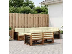 Vidaxl Conjunto De Sofás Para Exterior 7 Unid. Natural E Creme