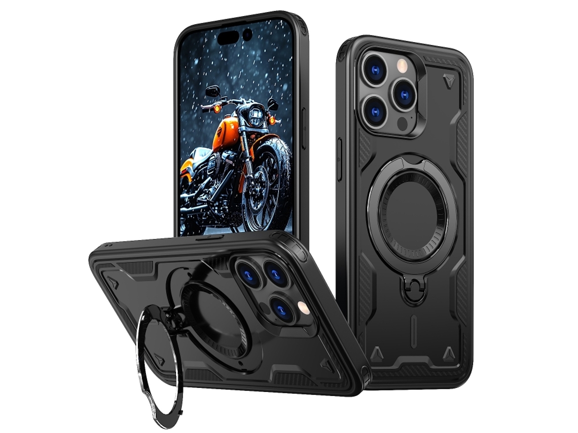 Capa Armor Híbrida Pc Tpu Para Iphone 14 Pro Max - Suporte De Anel Magsafe