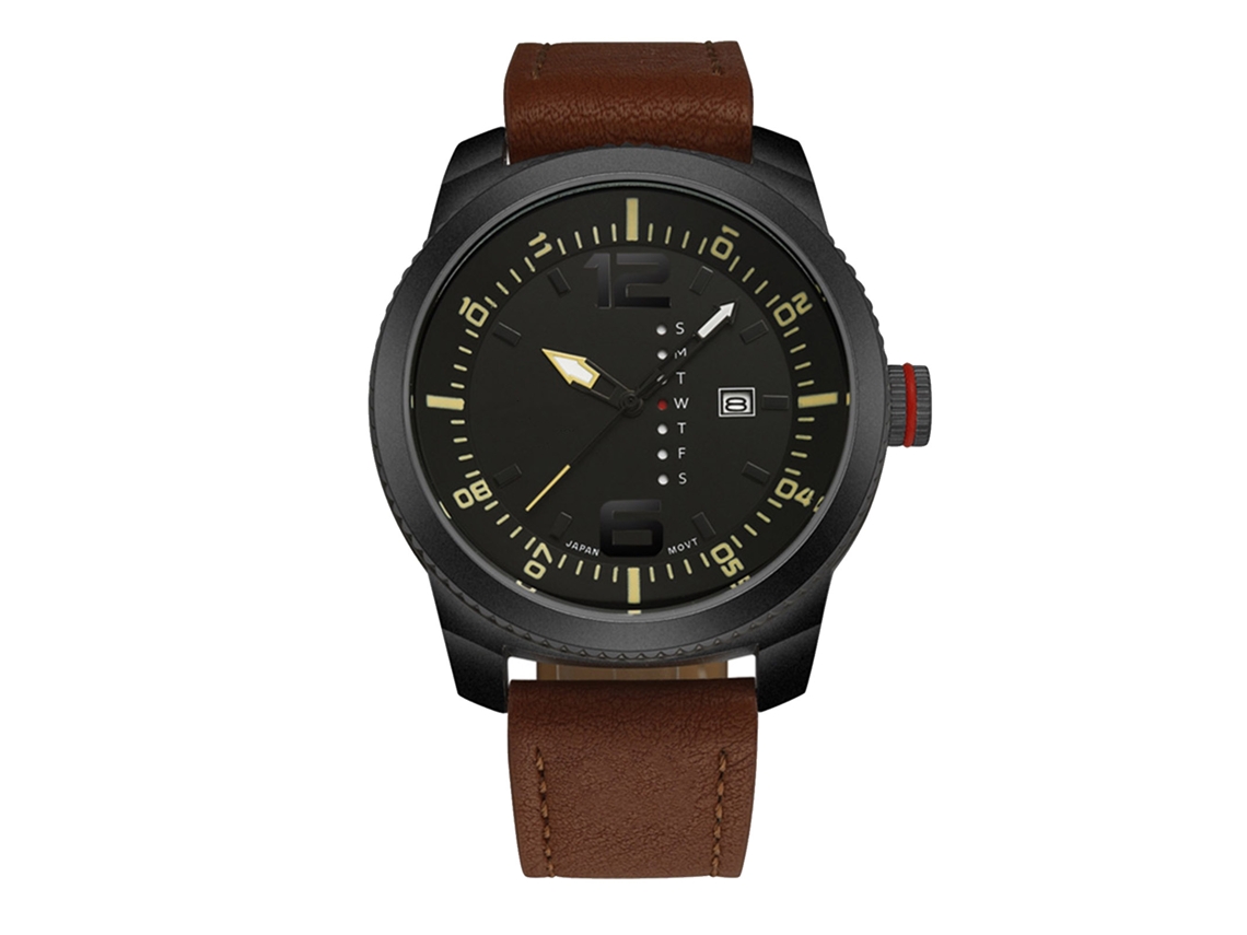 Relógio Masculino À Prova D'água de Quartzo com Pulseira Pu Moda Amarelo