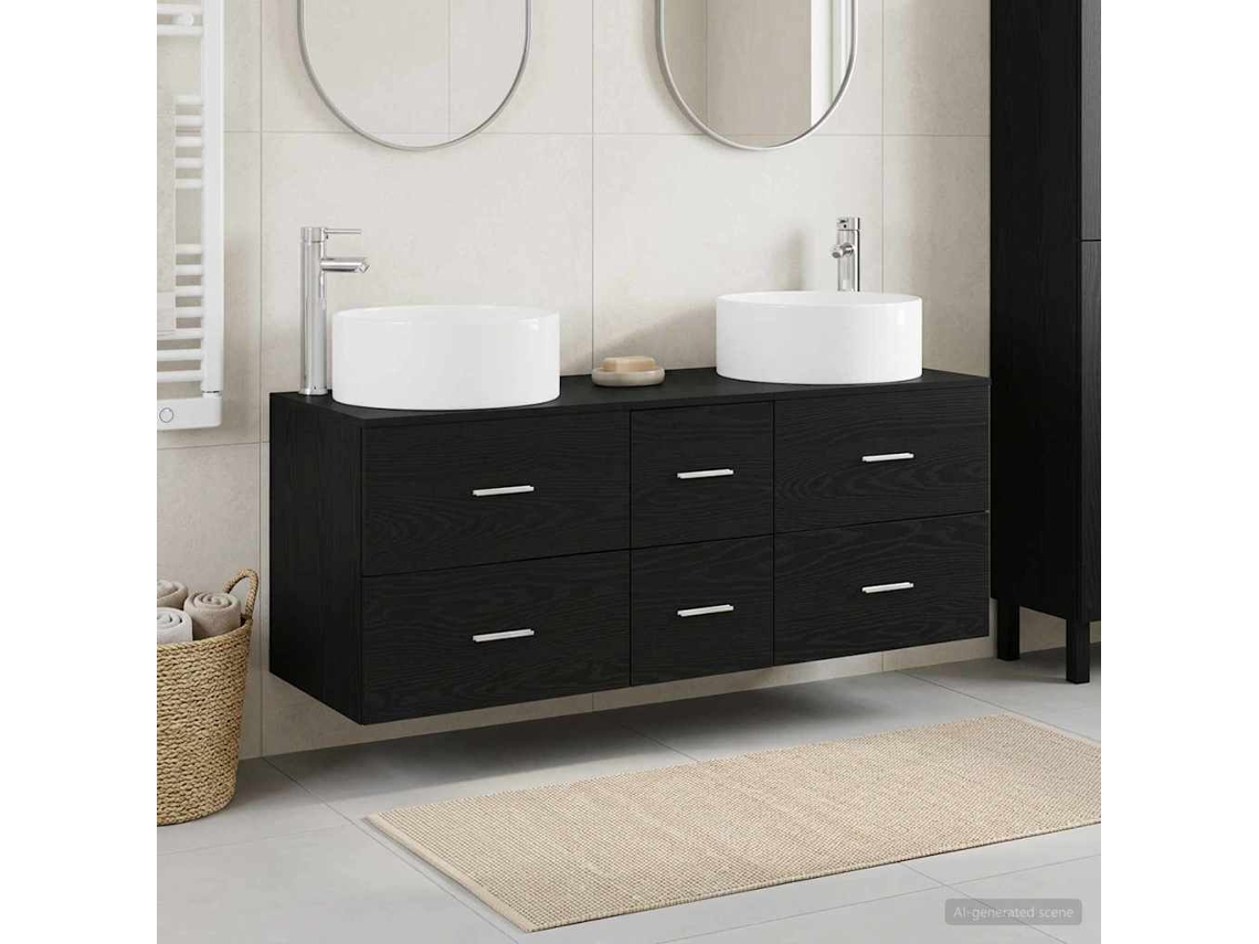 Vidaxl Conjunto De Móveis Para Banheiro 3 Unid. Preto