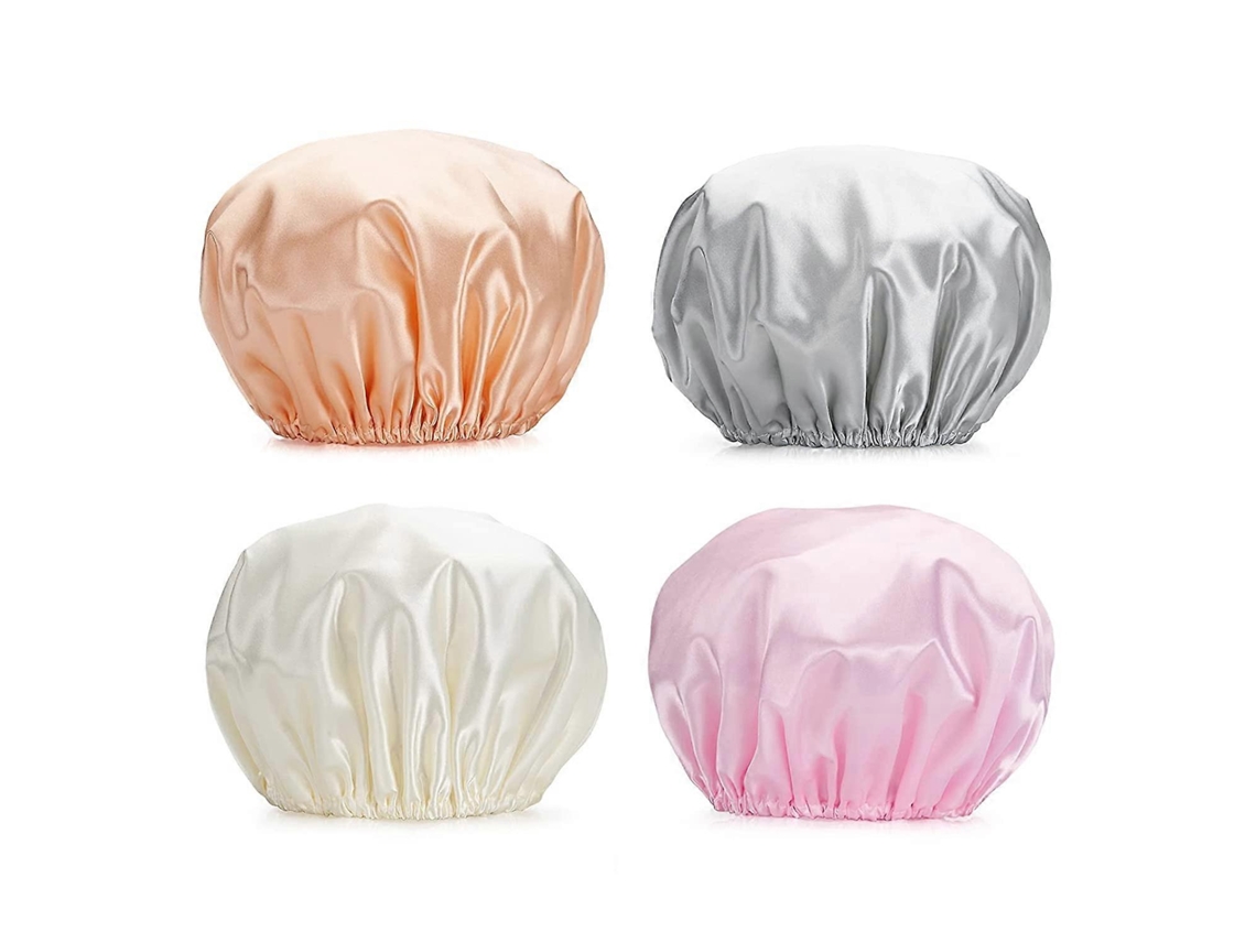 Touca De Banho, Pacote Com 4 Toucas De Banho Femininas, Dupla Camada Impermeável, Proteção Para Cabelo, Touca De Banho Em Eva Reutilizável, Taman