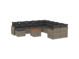 Conjunto de 12 Sofás Jardim com Almofadões Vime Pe Cinzento MAISON EXCLUSIVE