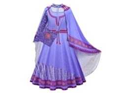 Star Wish Asha Cosplay Vestido Roxo Princesa de Manga Comprida Bolsa Capa 120