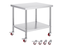 Mesa De Trabalho Inox 91x76x86 Cm Com Rodas E Freio Para Restaurantes E Clínicas Tekmaquinas