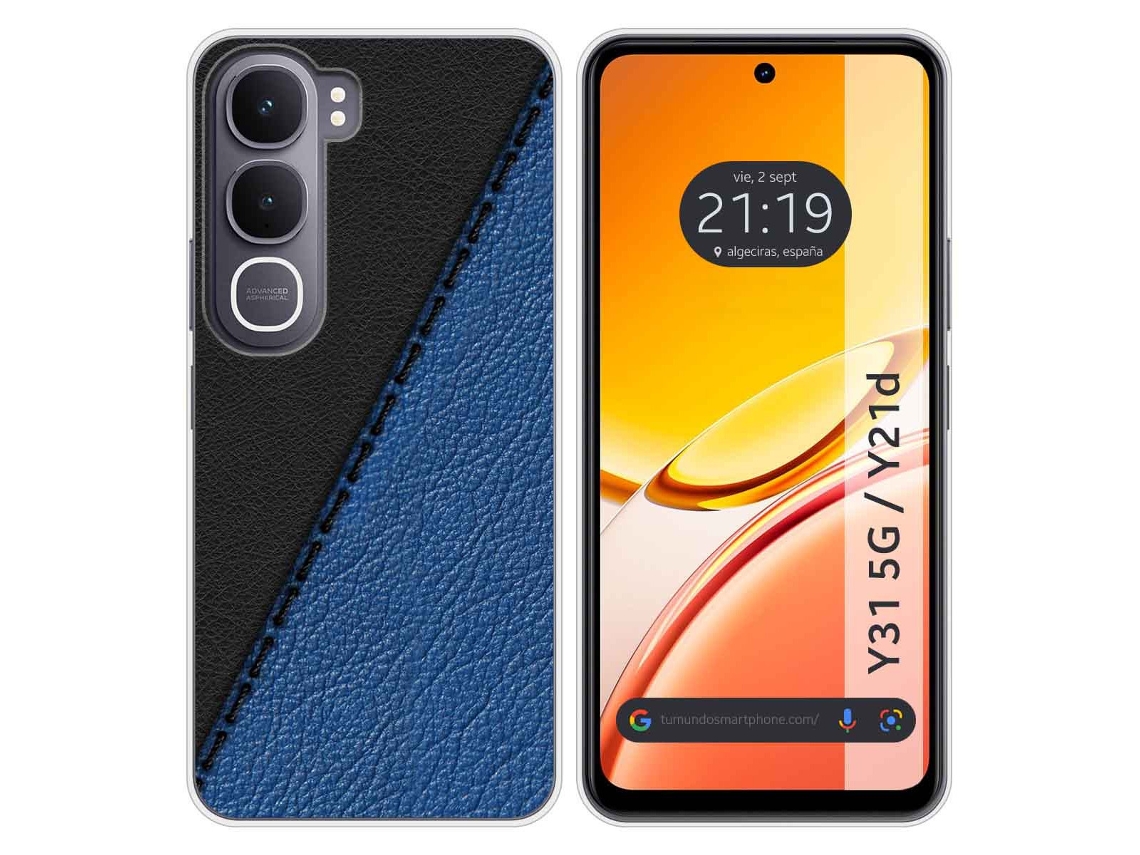 Capa Tumundosmartphone De Silicone Para Vivo Y31 5g / Y21d Com Design Em Couro 2 Estampas