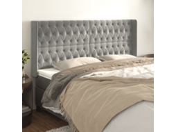 Cabecero con Alas de Terciopelo 203x16x118/128 cm Gris Claro