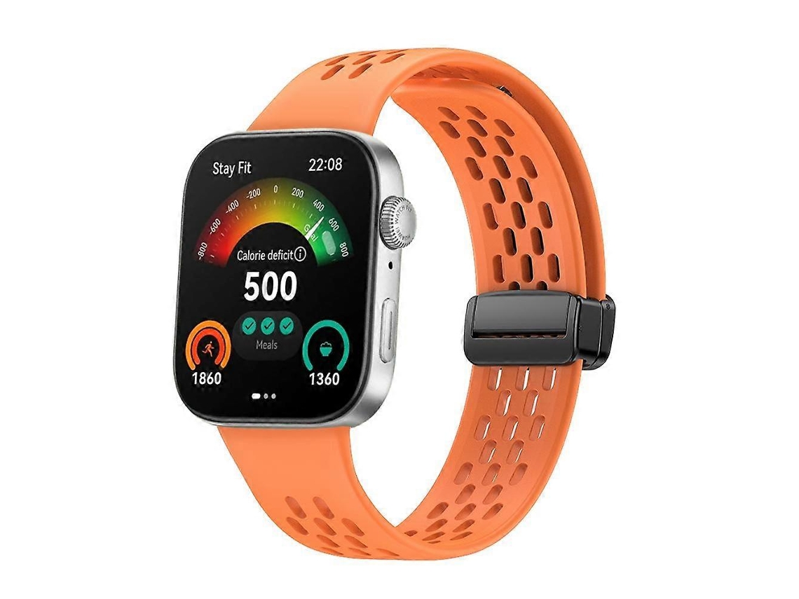 Pulseira De Silicone Com Fecho Magnético Preto Estilo Furo Xdfind Para Huawei Watch Fit4 Pro / Fit4 / Fit3