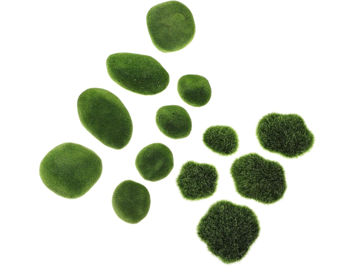 Pedras Artificiais Inoomp, Leves e em Kit de 13 Peças com Revestimento Flocado Verde, Ideais para Decoração de Jardins CHABERLU