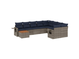 Conjunto de Sofá de Jardim, 10 Peças, Almofadas, Rattan Cinza MAISON EXCLUSIVE