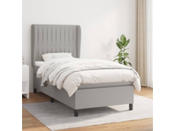 Vidaxl Cama Com Molas/colchão 90x190 Cm Tecido Cinzento-claro