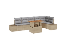 Conjunto 7 Móveis De Jardim Vidaxl Bege Vime Pe (100 X 55 X 73 Cm)