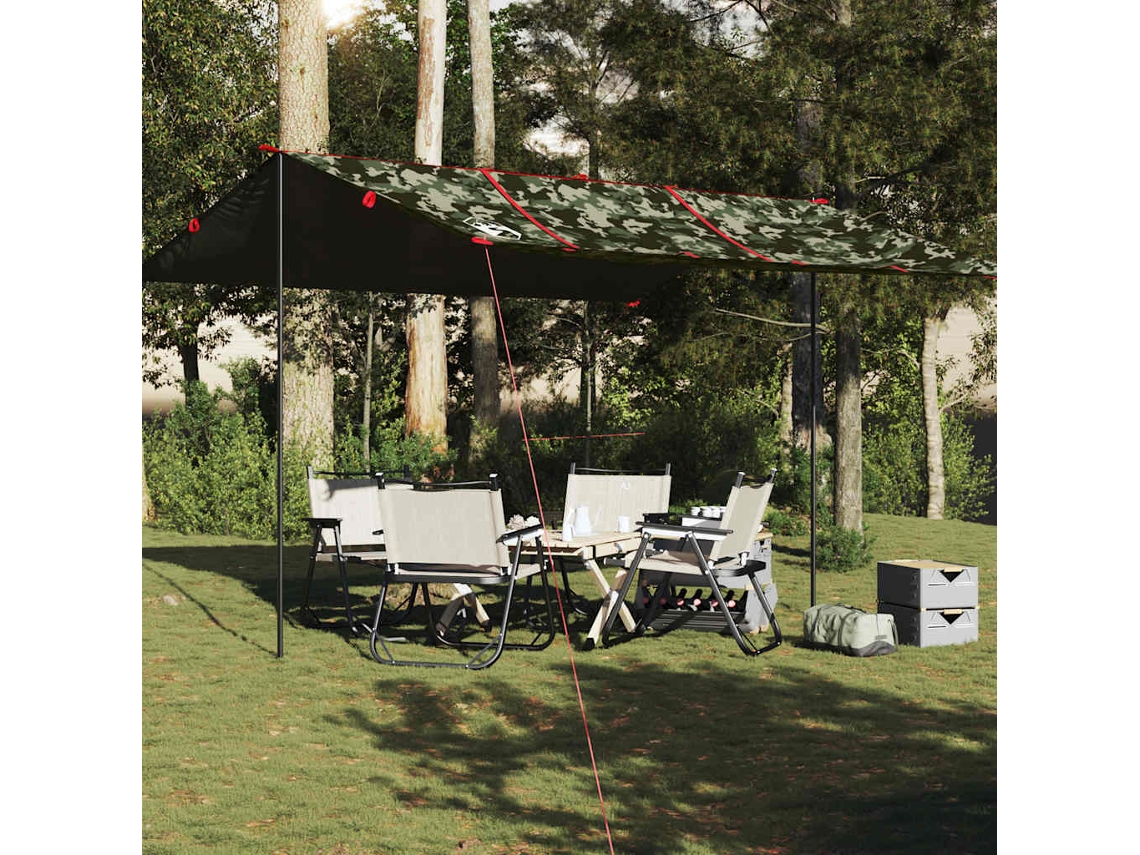 Vidaxl Lona De Campismo 451x420 Cm Impermeável Camuflagem