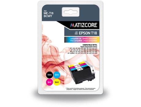 Pack 4 Tinteiros MATIZCORE Epson T1815XL Cores — Preto e Cores | XL