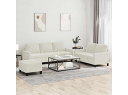 Vidaxl 3 Pcs Conjunto De Sofás Com Almofadões Veludo Cor Creme