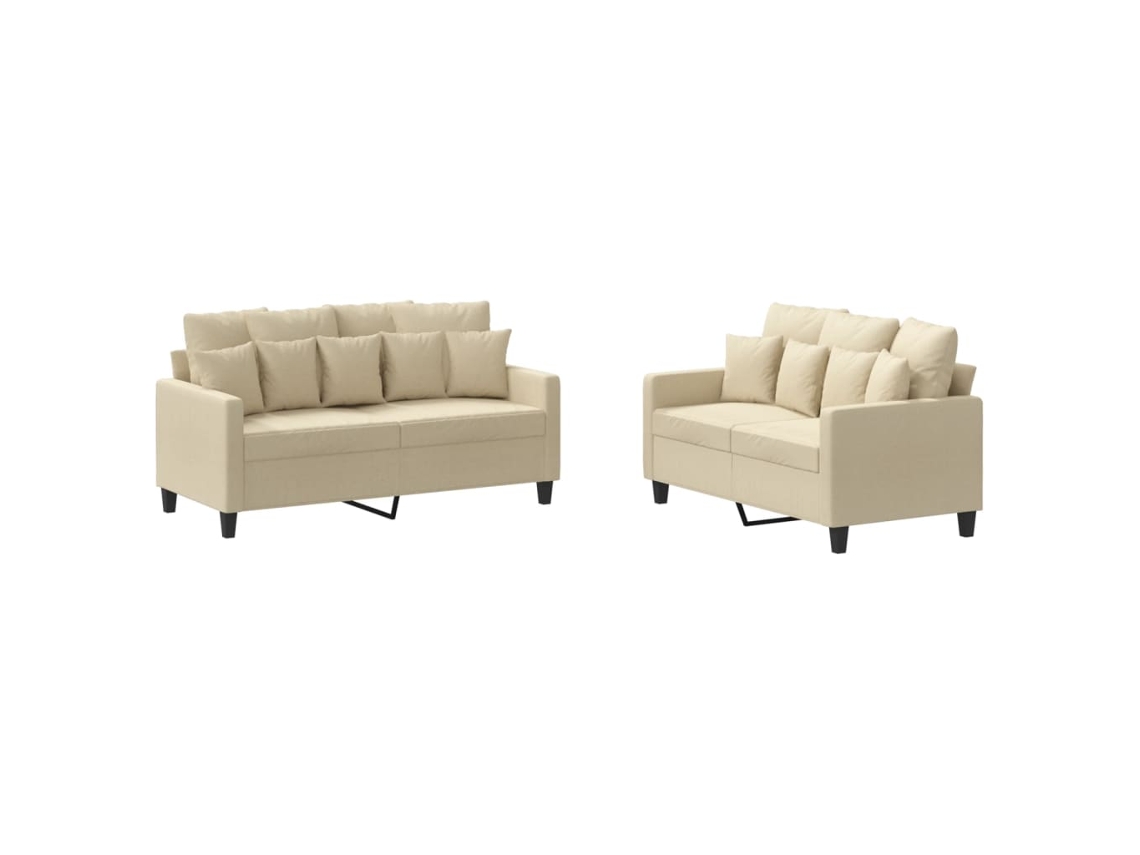 Maison Exclusive - 2 Pcs Conjunto De Sofás Com Almofadões Tecido Cor Creme
