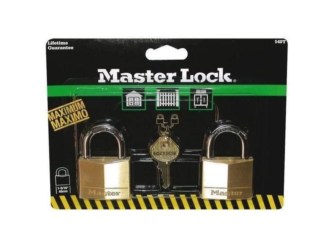 Conjunto de 2 cadeados de latão maciço Master Lock, 40 mm, amarelo
