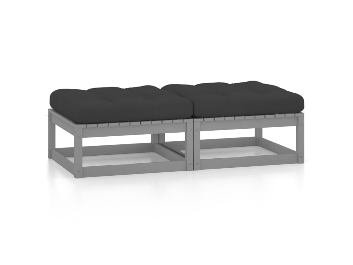 Vidaxl Apoio De Pés Para Jardim Com Almofadões 2 Pcs Pinho Maciço