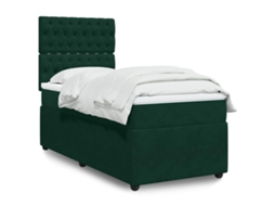 Vidaxl Cama Com Molas/colchão 90x200 Cm Veludo Verde-escuro