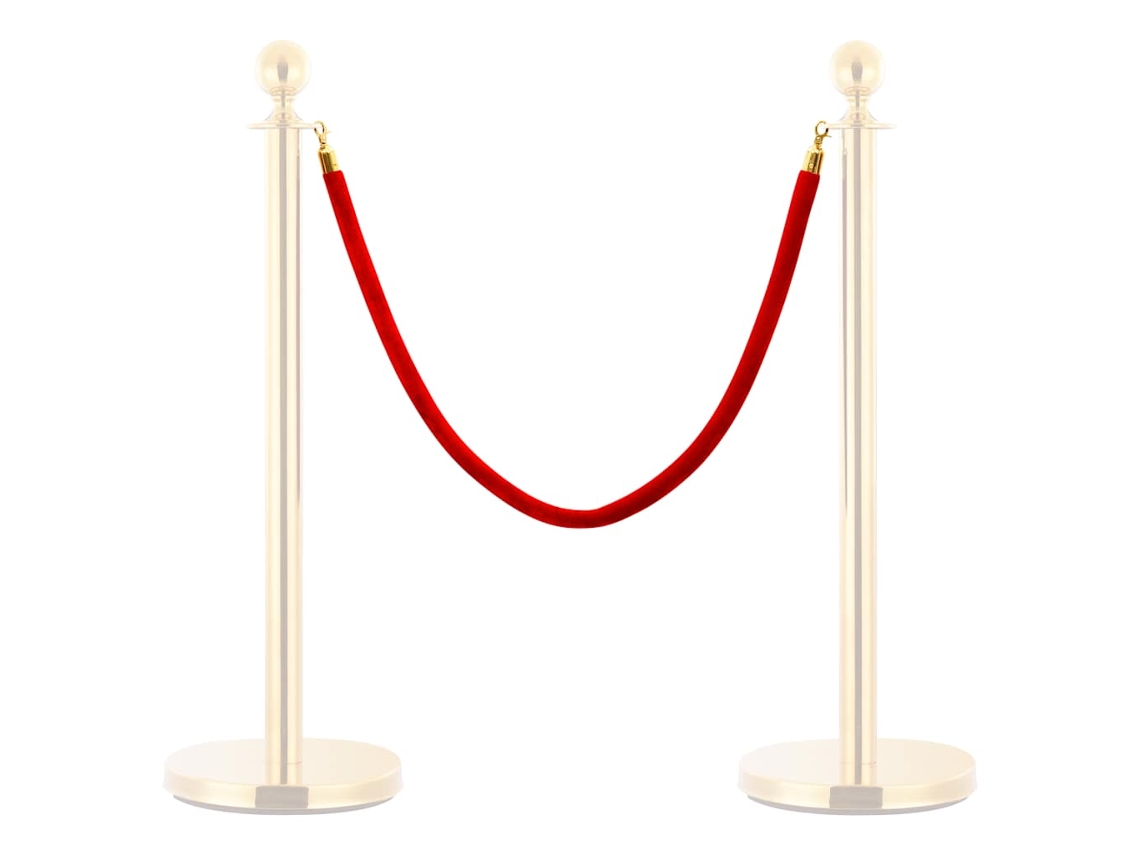 Corda De Veludo Vermelho/dourado Para Barreira/pilar Vidaxl