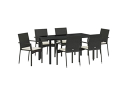 Maison Exclusive - Conjunto De Jantar Para Jardim Com Almofada 7 Pcs Preto Vime Pe