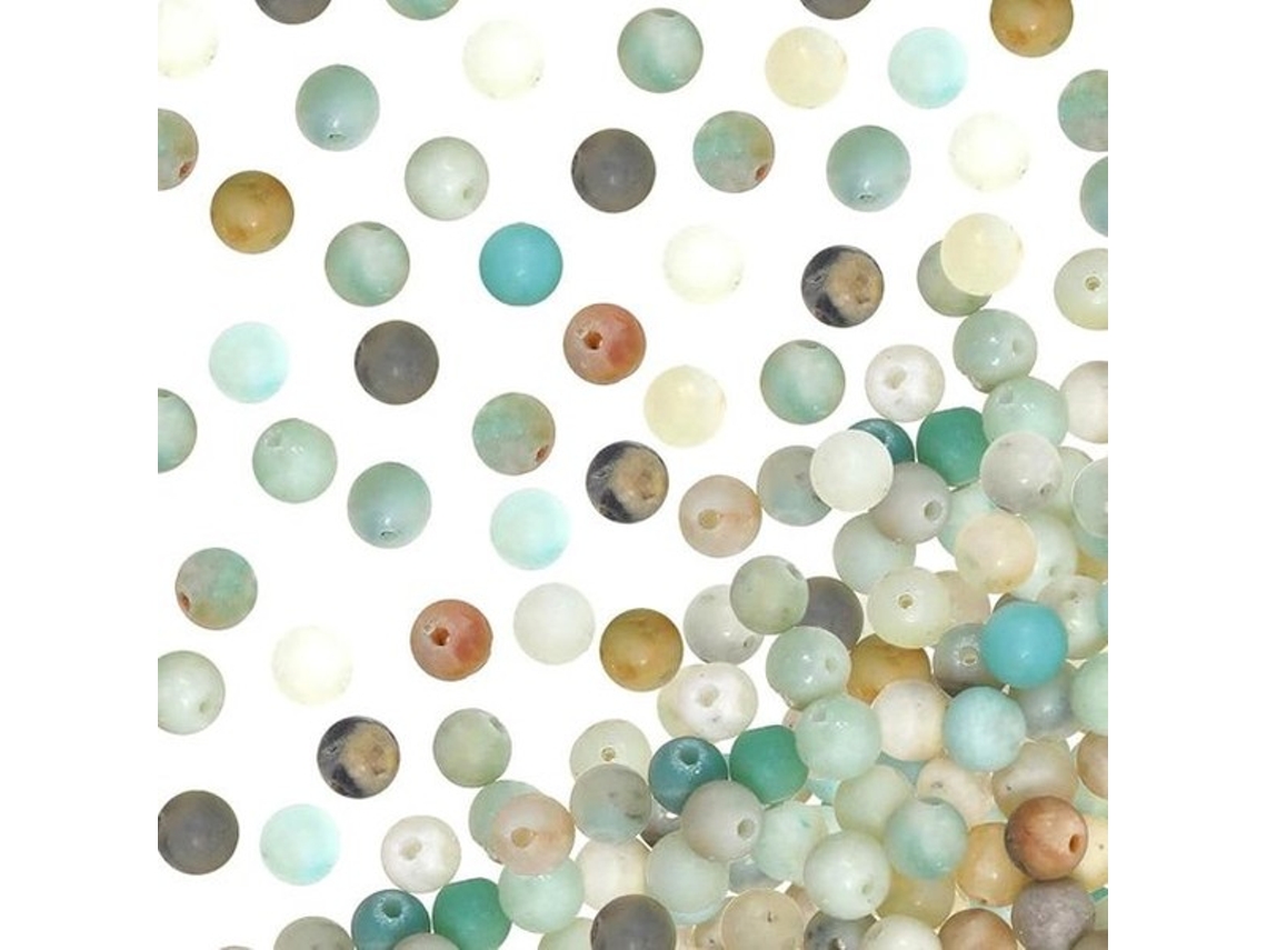 Conjunto de 120 elegantes contas de 6 mm - Amazonita - Cores variadas - Para joias - Excelente qualidade - Contas de pedras preciosas