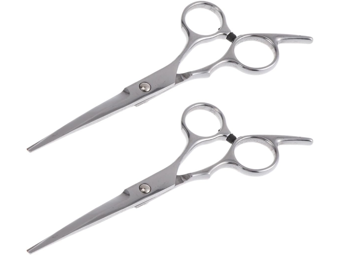 Tesoura De Cabeleireiro De Aço Inoxidável Prateado, Conjunto De 2 Peças.