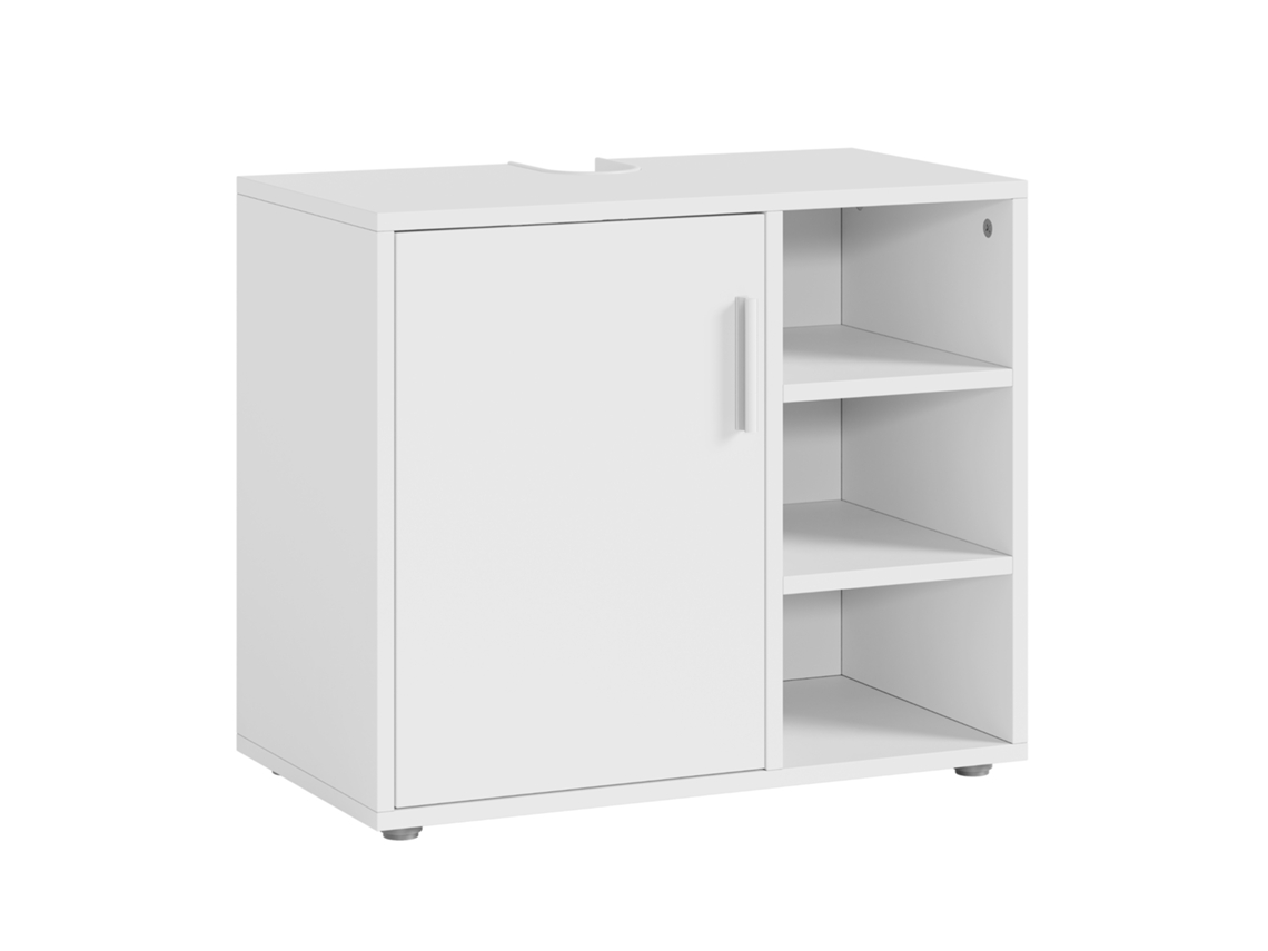 Armário Para Casa De Banho Kulaik 1 Porta E 3 Prateleiras 51x60x32cm - Branco [EN.CASA]
