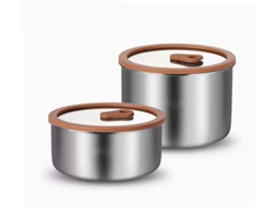 Lancheira, Em Aço Inoxidável E Vidro, Com Tampa, Para Lanches, Para Organização Doméstica Na Cozinha E Bancada