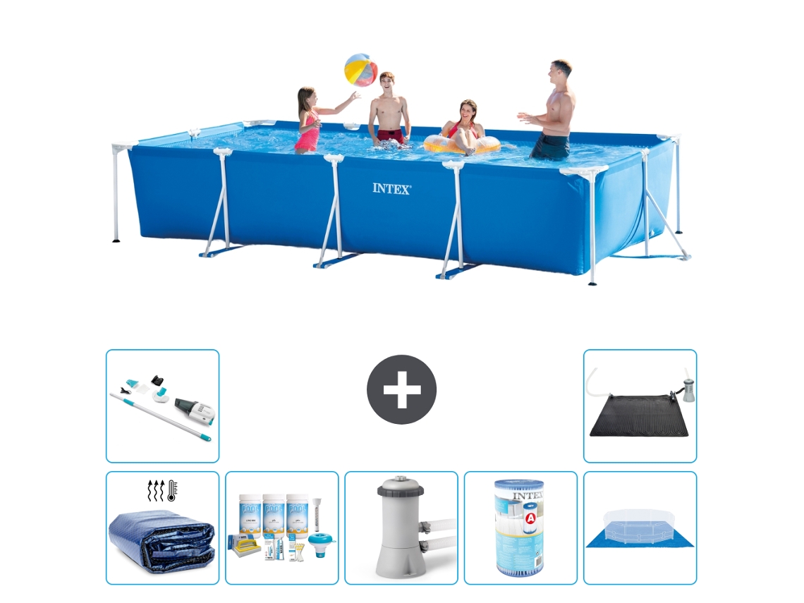 Intex Piscina Com Estrutura Retangular - 450x220x84 Cm - 8-peças S30302