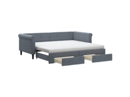 Sofá Cama com Gavetão e Gavetas 90x190 cm Veludo Cinzento Escuro MAISON EXCLUSIVE